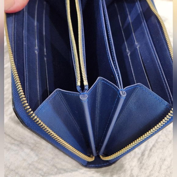 Louis Vuitton Monogram Vernis Zippy Wallet Grand Bleu Blue Card Holder Clutch - Picture 8 of 12